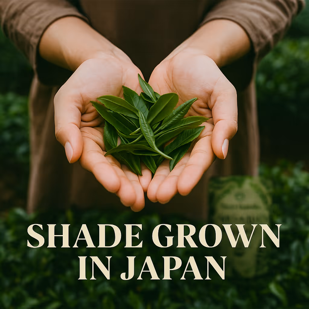 Woman holding matcha leaves in both hands